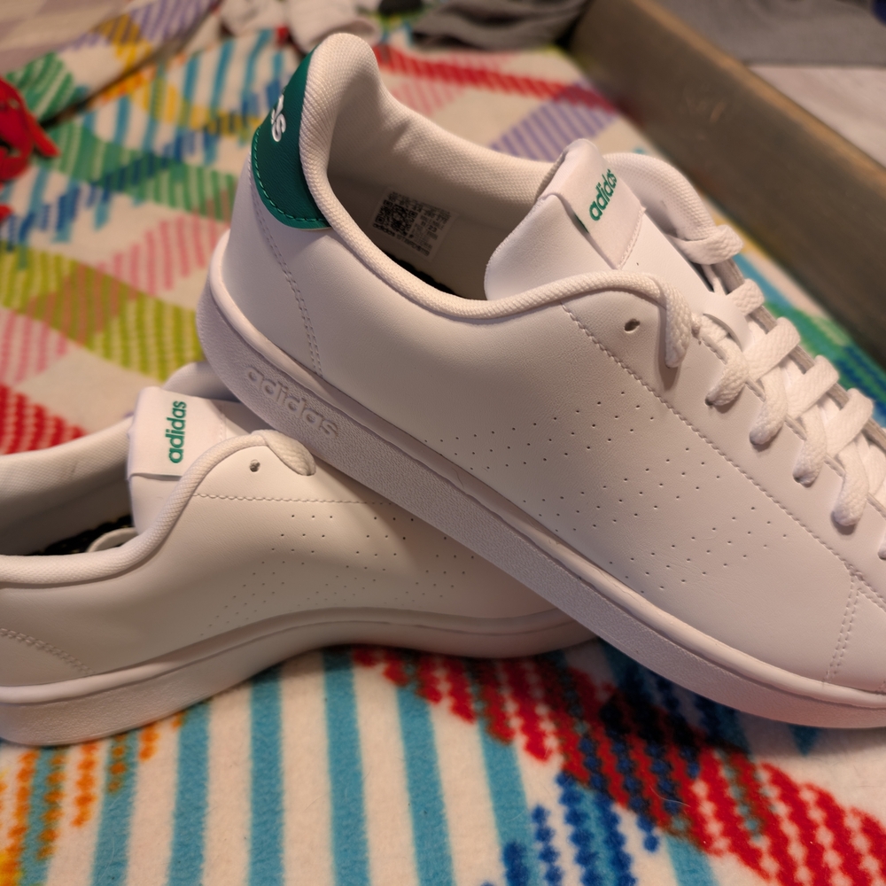 Adidas Adventure White and Green Athletic Shoes Mens